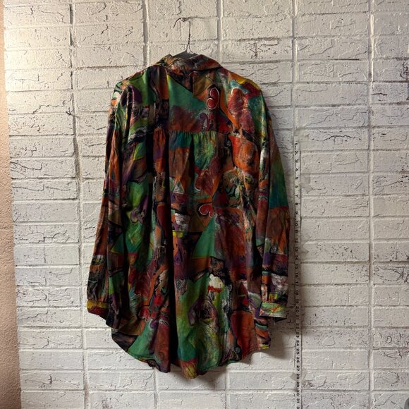 Jeri Marque Vintage Abstract Button-Up Blouse – Size 22 – Bold Multicolor Art - Picture 5 of 10